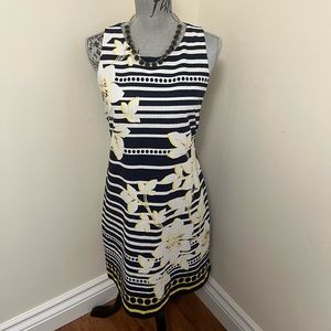 Eliza J Sleeveless Navy and White Floral Dress, 8